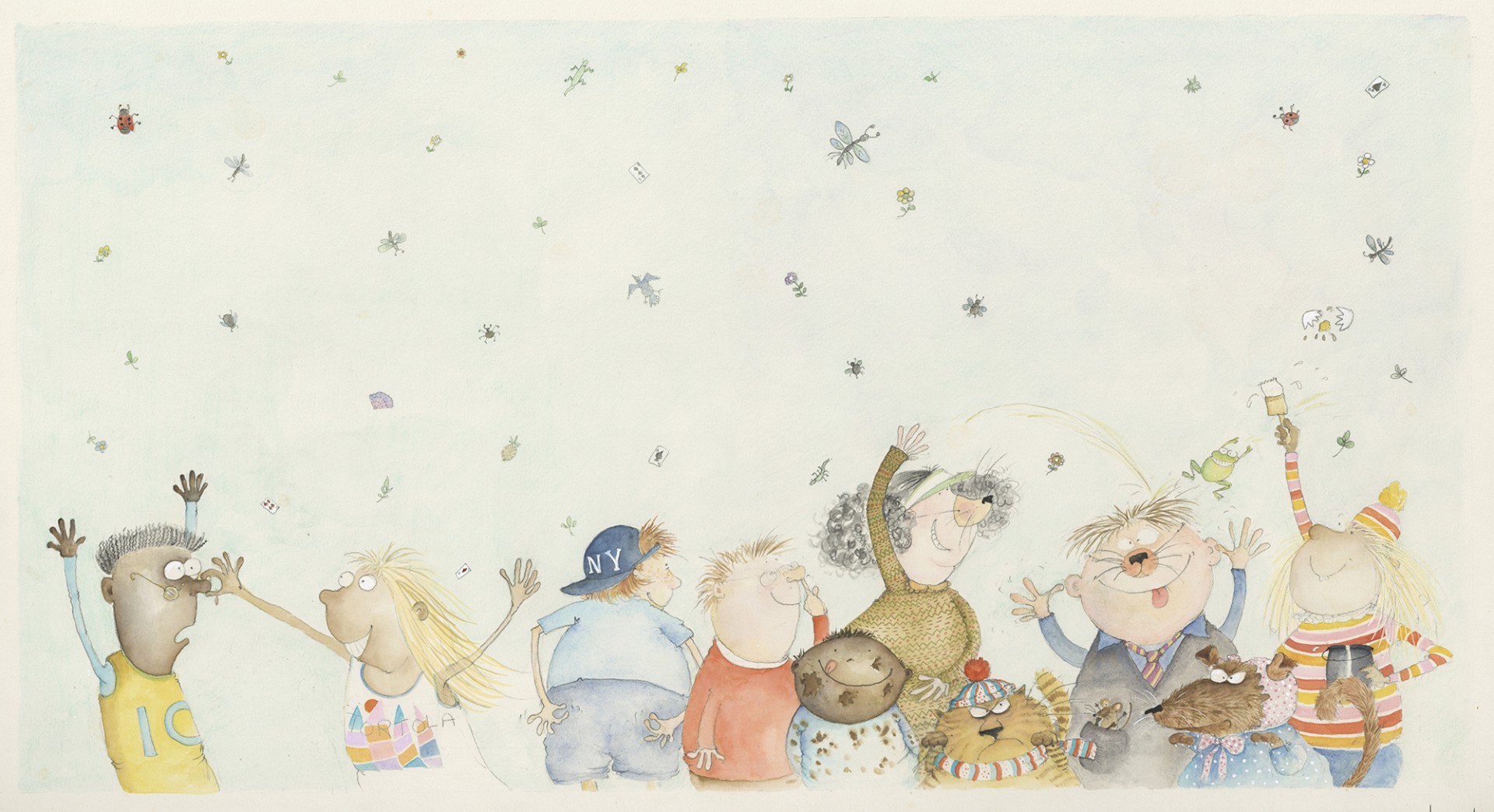 Playful group illustration from Babette Cole's Bad Good Manners book
