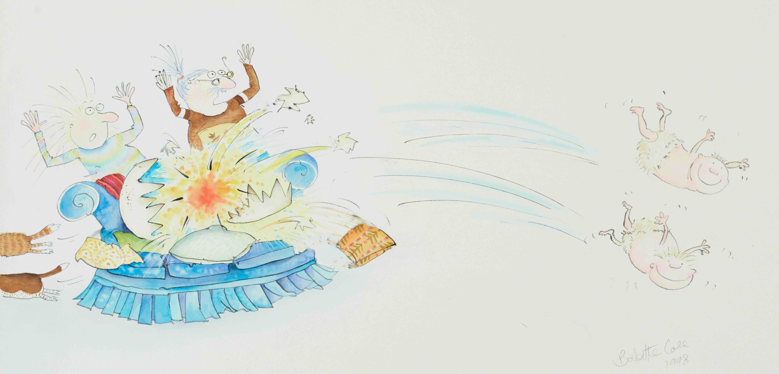 Original double-page illustration from Mummy Laid an Egg