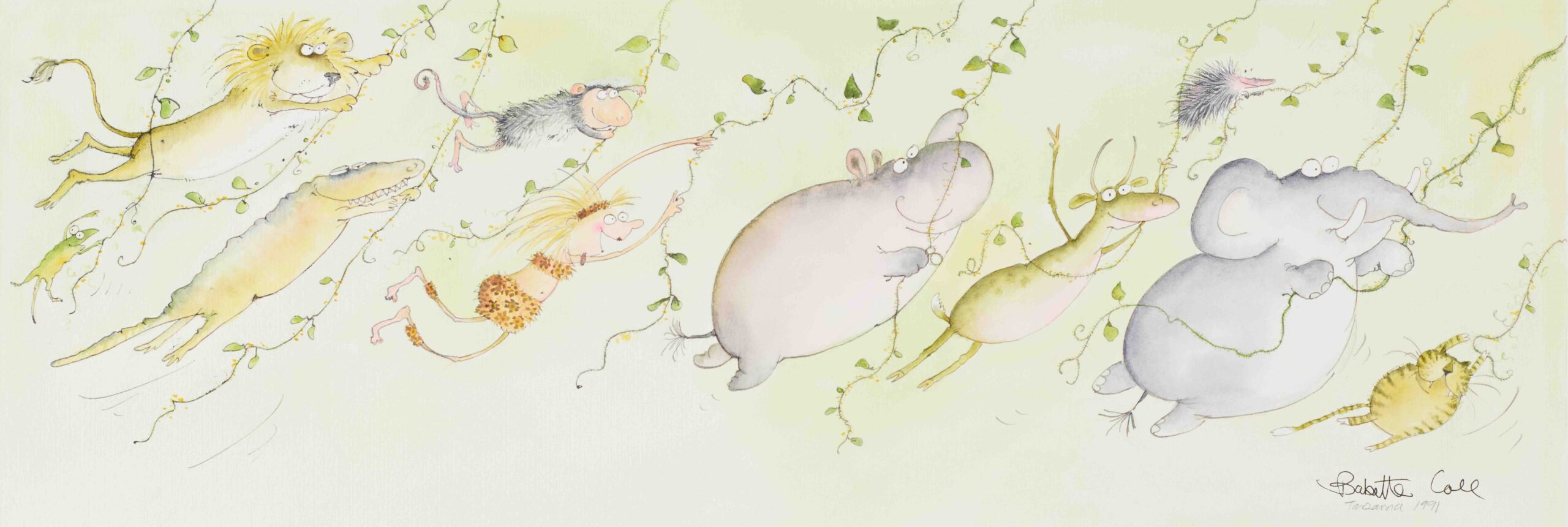 Original double-page illustration from Tarzanna by Babette Cole